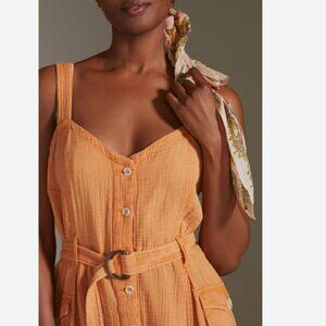 NWT anthropologie gauzy utility romper in light orange